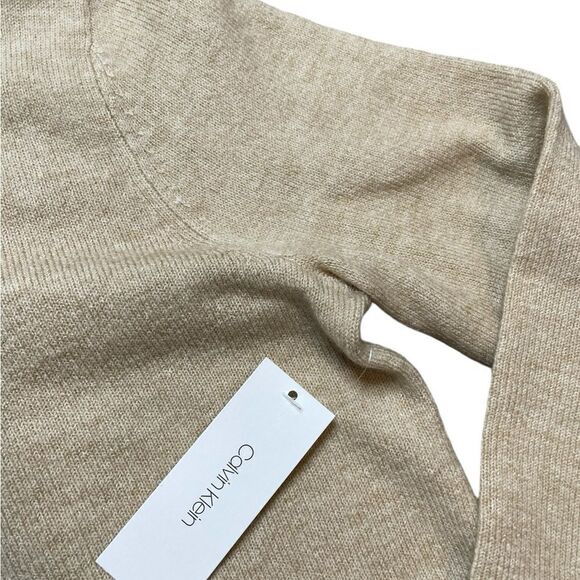 NWT CALVIN KLEIN Cowl Neck Sweater Heather Latte Size Medium - Picture 5 of 7